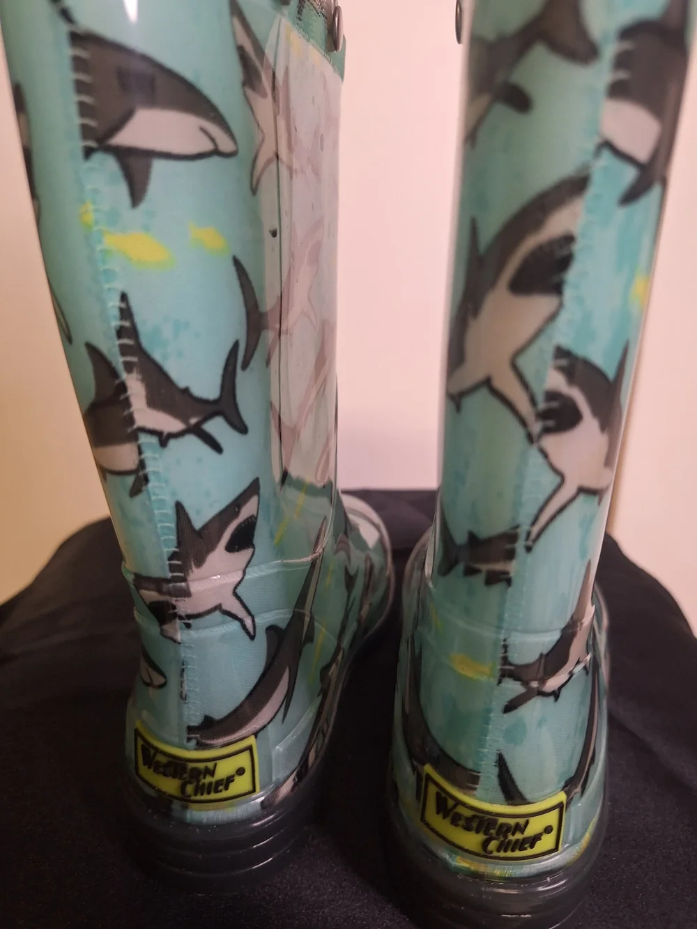 Western Chief Teal Shark Print Kids Rain Boots Size 11